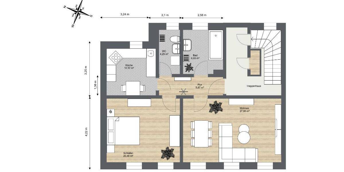 Etagenwohnung Riesa Innenstadt - 2 Zimmer, 72 m&sup2;, 480&euro; | Angebot:26363230