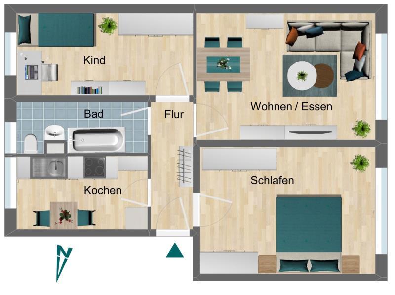Erdgeschoßwohnung Triptis - 3 Zimmer, 59 m&sup2;, 355&euro; | Angebot:25965217