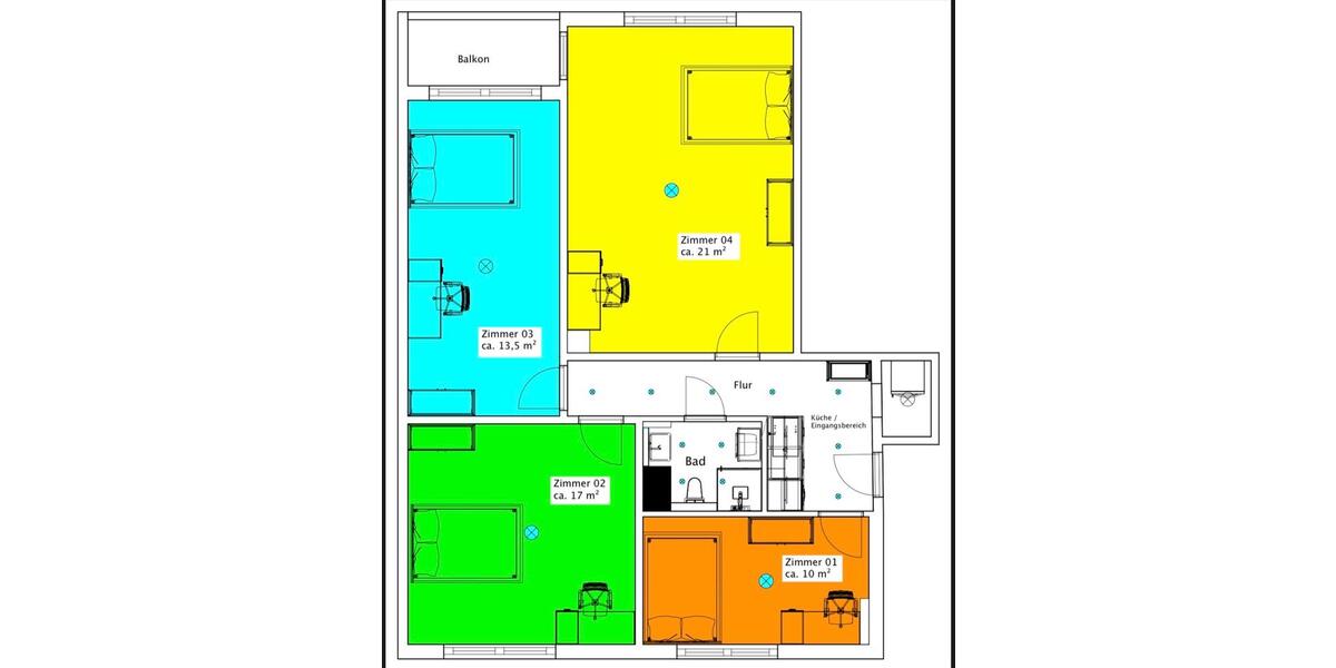 Etagenwohnung München Bogenhausen - 4 Zimmer, 21 m&sup2;, 720&euro; | Angebot:25146442