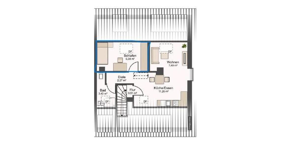 WG-Zimmer in 2er WG, Dachgeschoss, modern 1 zimmer