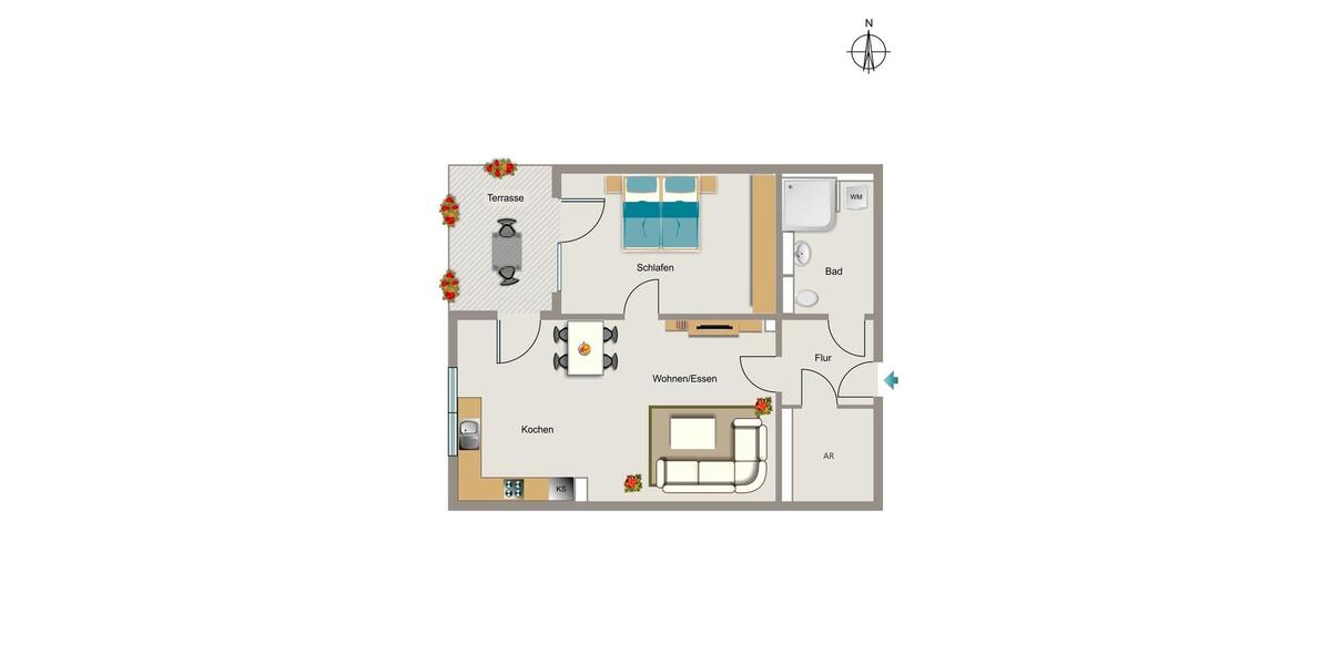 Erdgeschoßwohnung Rheinbach - 2 Zimmer, 66 m&sup2;, 872&euro; | Angebot:26470285