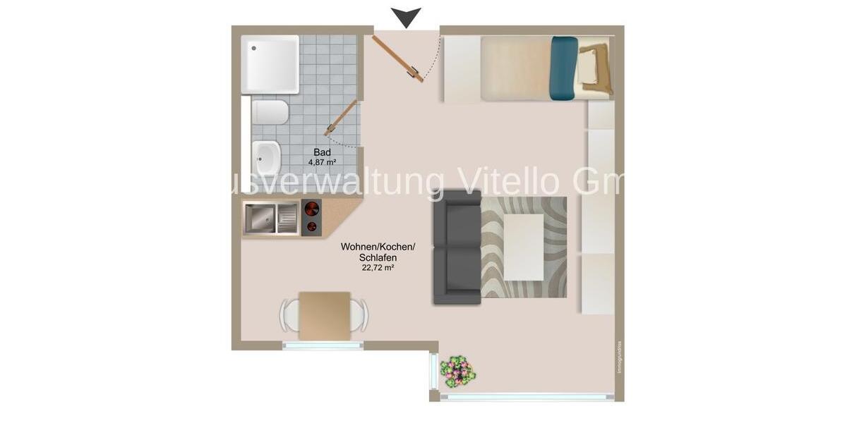 Etagenwohnung Saarbrücken Dudweiler - 1 Zimmer, 28 m&sup2;, 360&euro; | Angebot:26284634