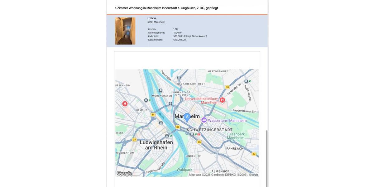 Etagenwohnung Sandhausen - 1 Zimmer, 18 m&sup2;, 640&euro; | Angebot:26613959