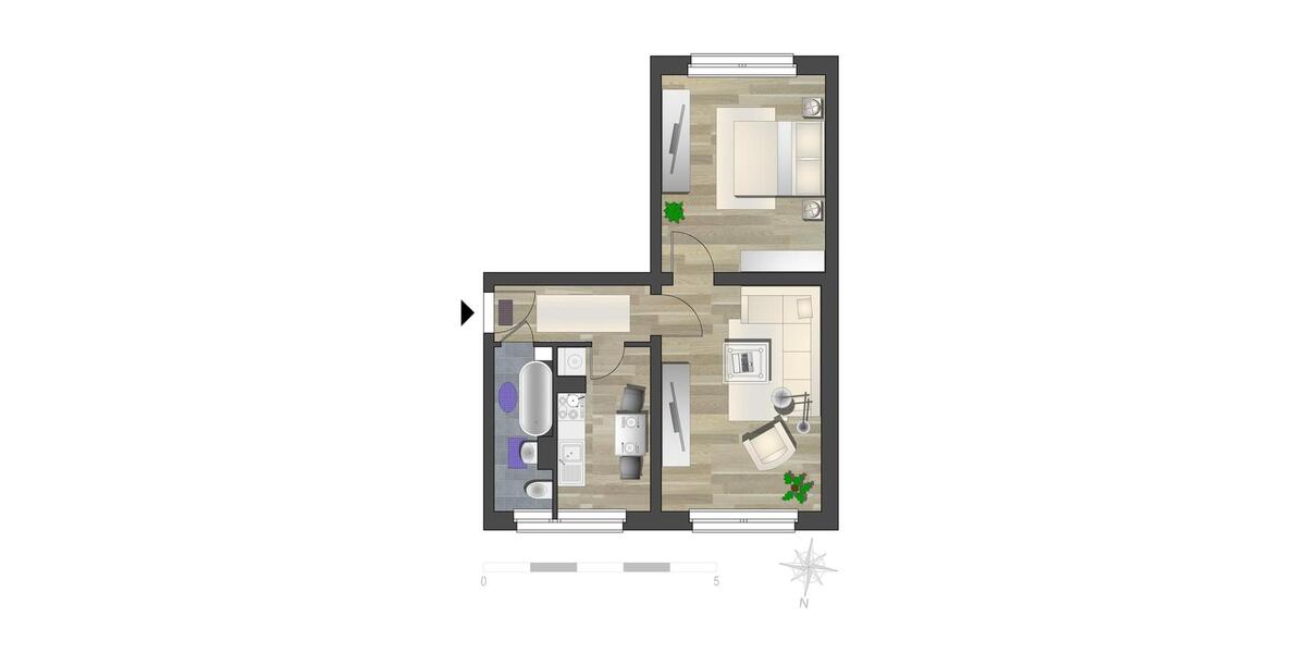 Erdgeschoßwohnung Chemnitz - 2 Zimmer, 47 m&sup2;, 261&euro; | Angebot:26692806