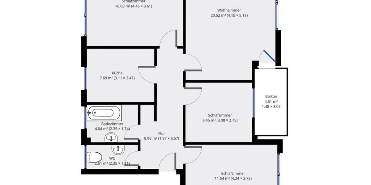 Etagenwohnung Hambergen - 4 Zimmer, 82 m&sup2;, 1.050&euro; | Angebot:25844757