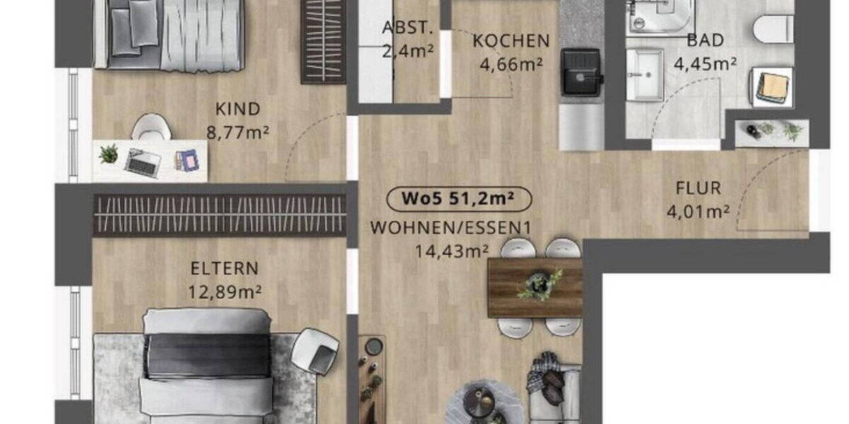 Etagenwohnung Kehl-Marlen Marlen - 3 Zimmer, 53 m&sup2;, 795&euro; | Angebot:26155759