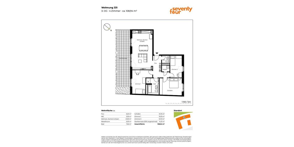 Etagenwohnung Lübeck Sankt Lorenz Nord - 4 Zimmer, 109 m&sup2;, 1.960&euro; | Angebot:26660313