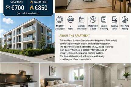 Wohnung Giengen an der Brenz - 2 Zimmer, 50 m&sup2;, 700&euro; | Angebot:26957375