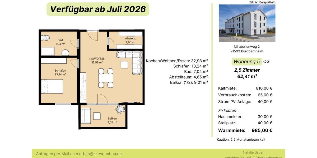Erdgeschoßwohnung Burgbernheim - 2 Zimmer, 59 m&sup2;, 770&euro; | Angebot:26478241