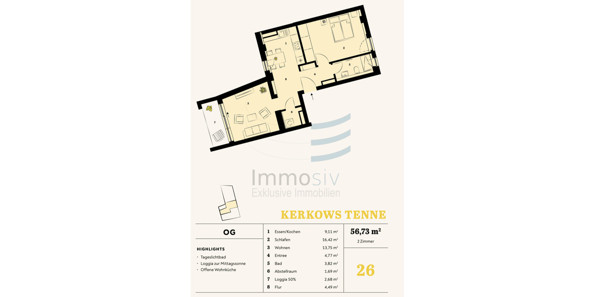 Etagenwohnung Nauen - 2 Zimmer, 52 m&sup2;, 780&euro; | Angebot:26656875