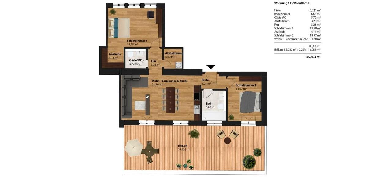 Hochparterre Lychen - 3 Zimmer, 102 m&sup2;, 1.024&euro; | Angebot:25854297