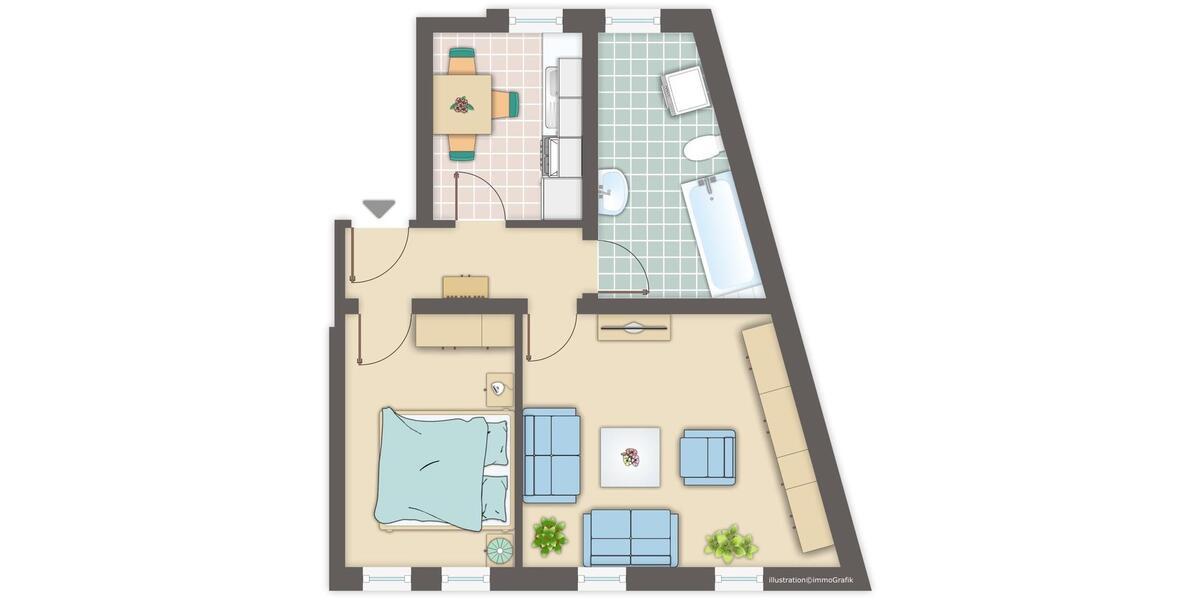 Erdgeschoßwohnung Werdau - 2 Zimmer, 51 m&sup2;, 245&euro; | Angebot:23466739