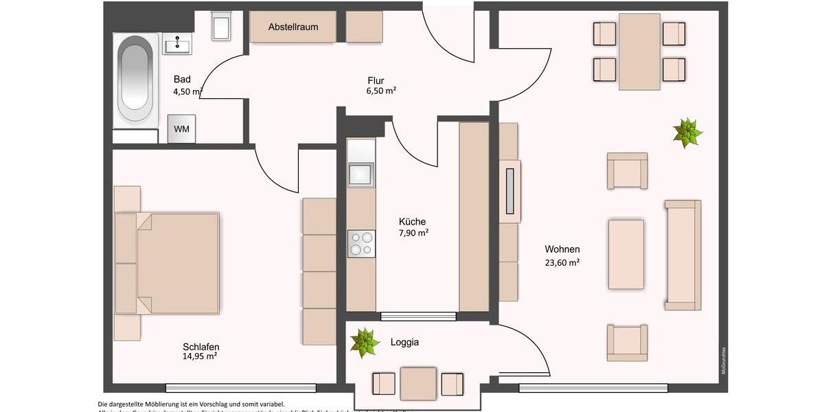 Etagenwohnung Darmstadt Darmstadt-Nord - 2 Zimmer, 61 m&sup2;, 705&euro; | Angebot:26544980