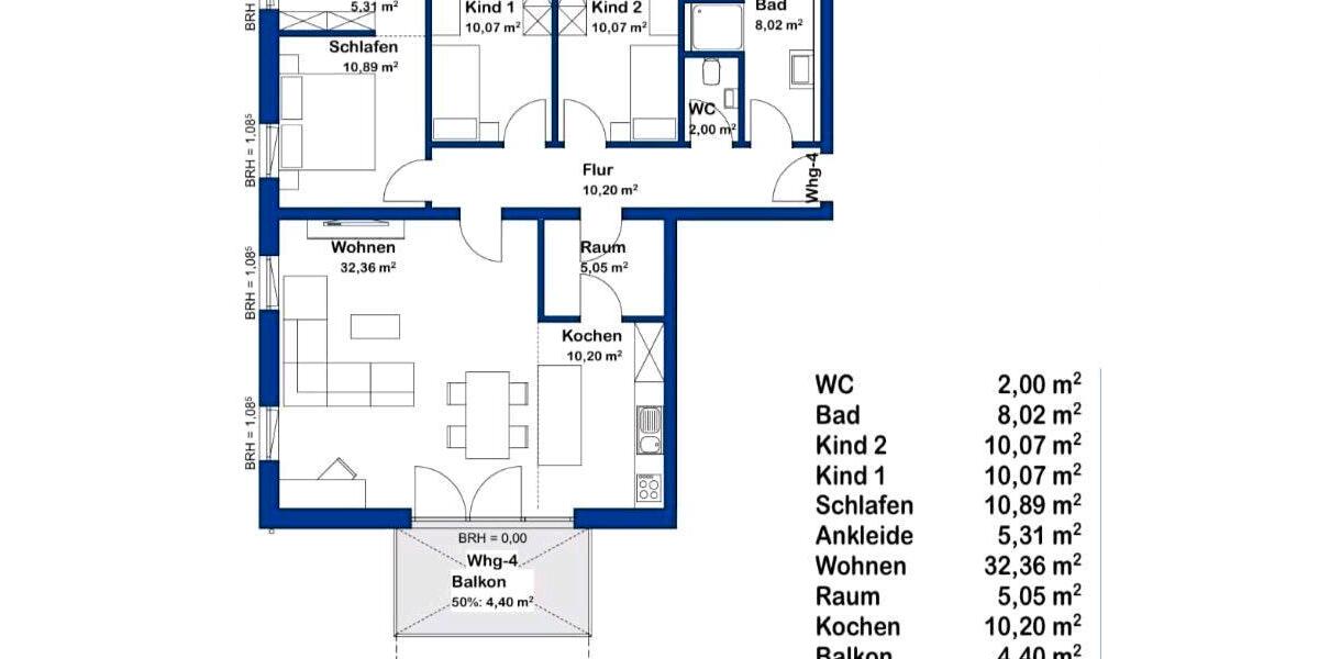 Etagenwohnung Gunzenhausen - 4 Zimmer, 109 m&sup2;, 1.800&euro; | Angebot:26042064