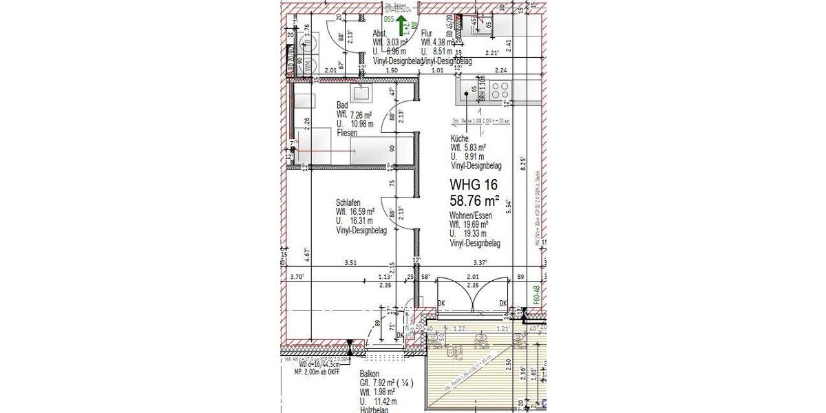 Etagenwohnung Flensburg Fruerlund - 2 Zimmer, 59 m&sup2;, 339&euro; | Angebot:26263085