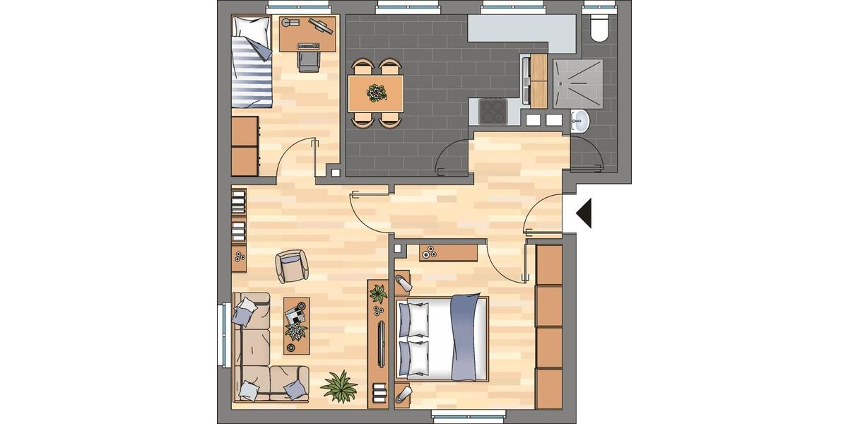 Etagenwohnung Wilhelmshaven - 3 Zimmer, 63 m&sup2;, 449&euro; | Angebot:26639304