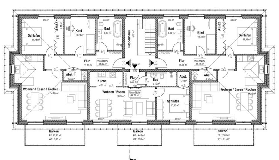 KfW 40 Neubauwohnungen 50-90 m' mit GartenBalkon 3 zimmer