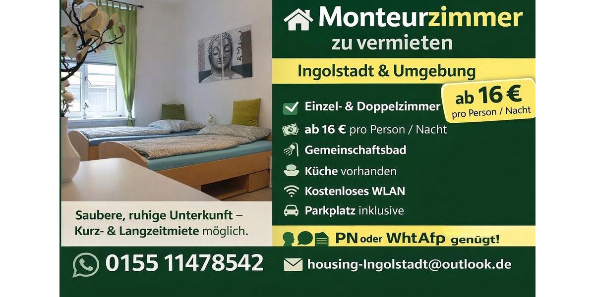 Wohnen auf Zeit Ingolstadt - 1 Zimmer, 20 m&sup2;, 16&euro; | Angebot:25236059