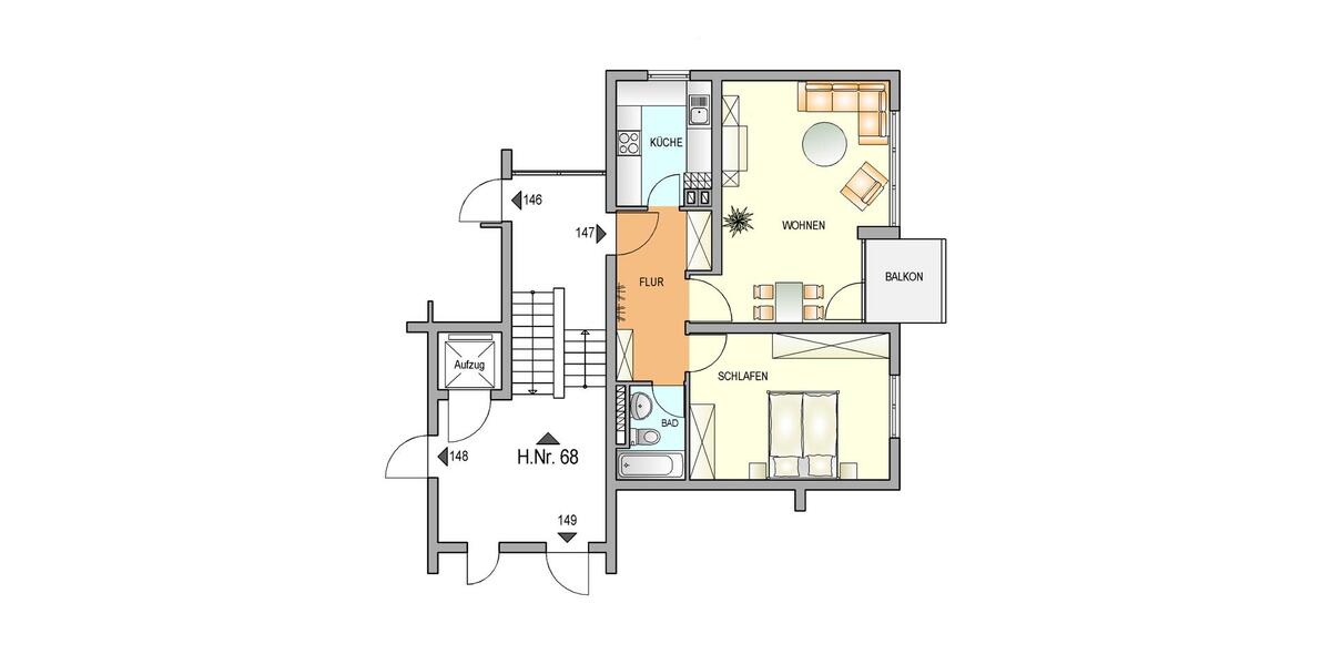 Etagenwohnung Remscheid Gemarkung Bergisch Born - 2 Zimmer, 56 m&sup2;, 399&euro; | Angebot:26585760