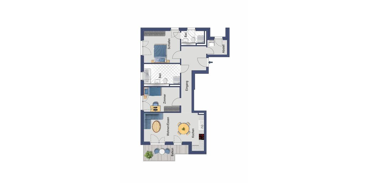 Etagenwohnung Rottenburg am Neckar - 3 Zimmer, 86 m&sup2;, 1.160&euro; | Angebot:24810680