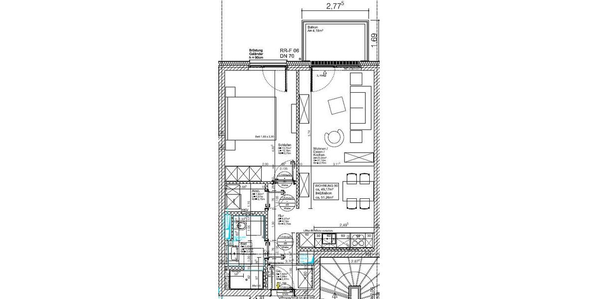 Etagenwohnung Potsdam Industriegelände - 2 Zimmer, 51 m&sup2;, 750&euro; | Angebot:26384077