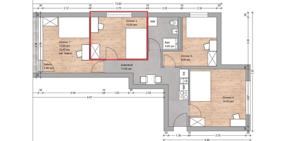 Wohnen auf Zeit Nürnberg Rabus - 15 Zimmer, 65 m&sup2;, 555&euro; | Angebot:26003468
