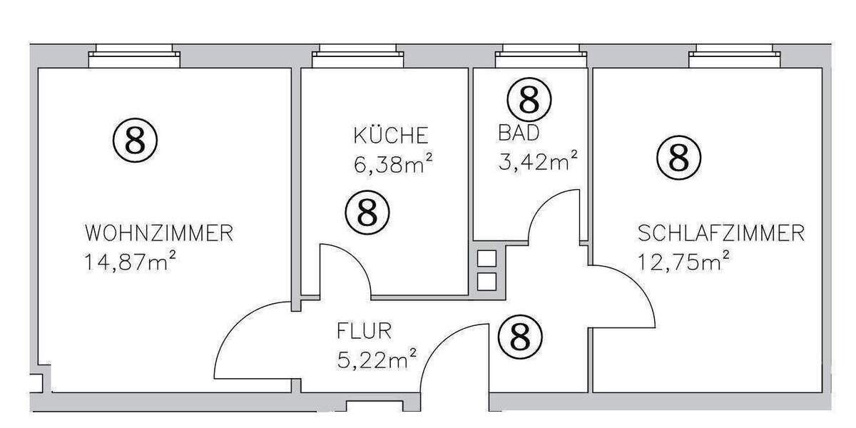 Etagenwohnung Nürnberg Wöhrd - 2 Zimmer, 42 m&sup2;, 900&euro; | Angebot:26731153