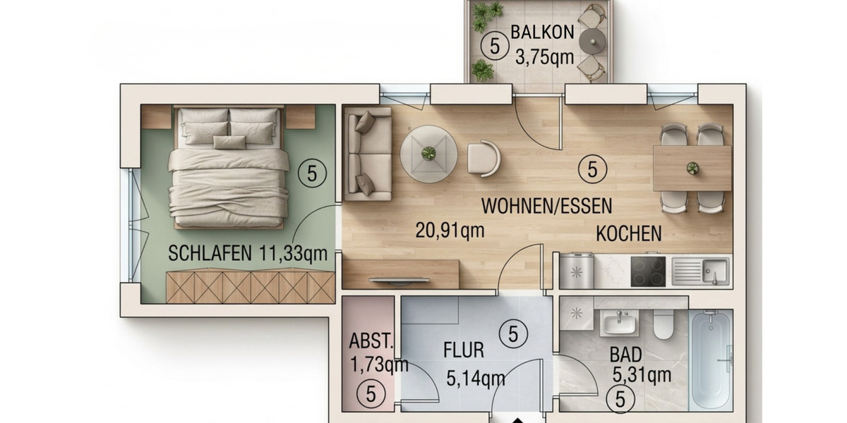Etagenwohnung Bad Lausick - 2 Zimmer, 46 m&sup2;, 460&euro; | Angebot:25870334