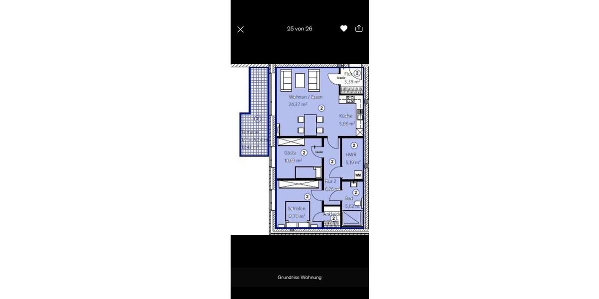 Etagenwohnung Schortens - 3 Zimmer, 82 m&sup2;, 1.034&euro; | Angebot:24783644