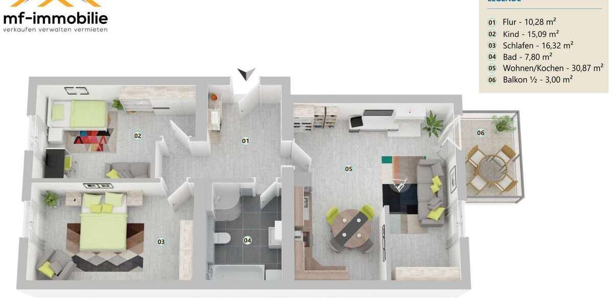 gemütliche 3 Zimmer-Wohnung in Mariental mit Balkon 3 zimmer