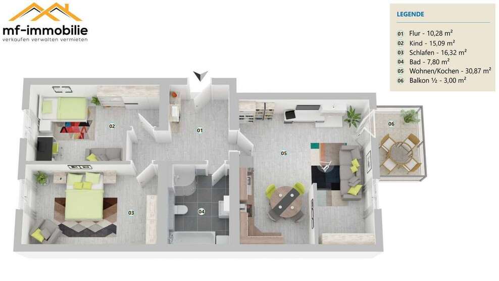 gemütliche 3 Zimmer-Wohnung in Mariental mit Balkon 3 zimmer