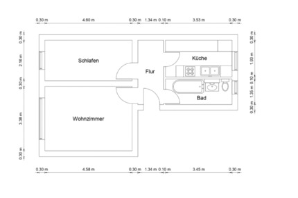 Wohnung Warin - 2 Zimmer, 44 m&sup2;, 600&euro; | Angebot:24377600