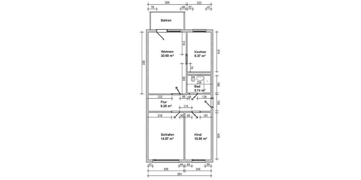 Etagenwohnung Kirchberg - 3 Zimmer, 70 m&sup2;, 417&euro; | Angebot:26060667