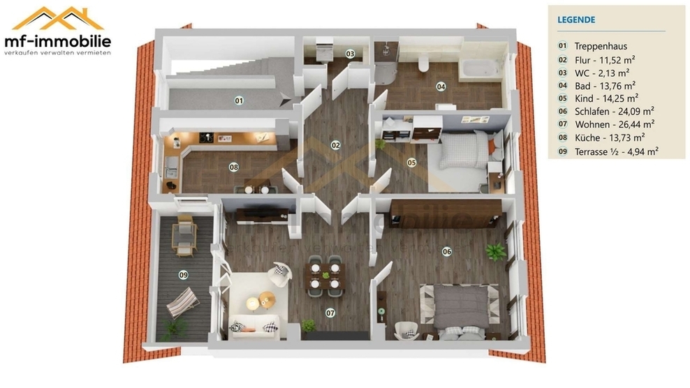 über den Dächern von Mariental - Wohnung mit Loggia 111 m2 3 Zimmer