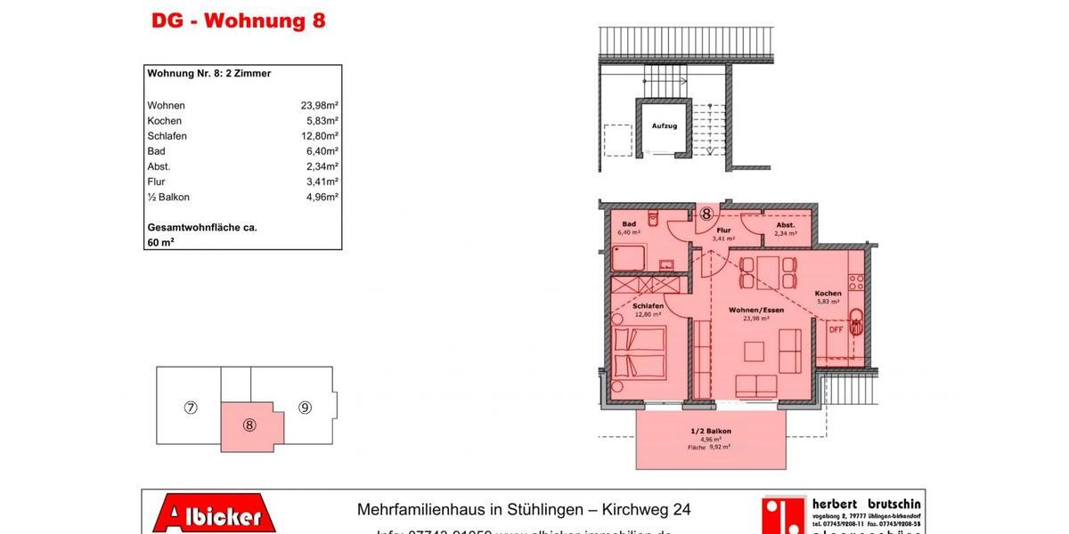 Dachgeschoßwohnung Stühlingen - 2 Zimmer, 60 m&sup2;, 730&euro; | Angebot:23628271