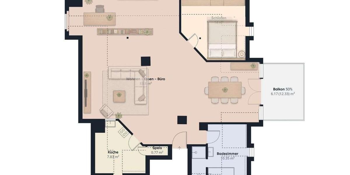 Dachgeschoßwohnung Regensburg Das Dörnberg - 2 Zimmer, 122 m&sup2;, 1.500&euro; | Angebot:26432751