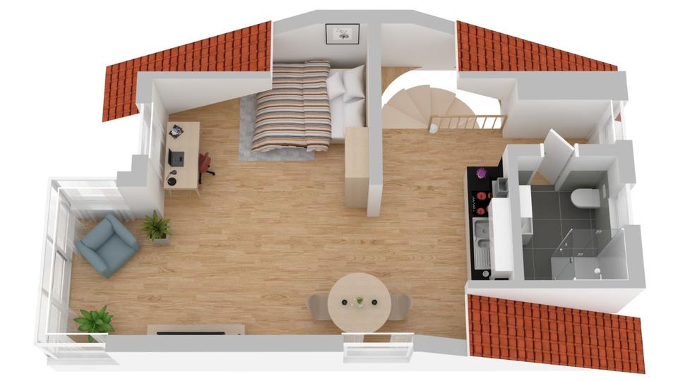 Dachgeschoßwohnung Aalen Ebnat - 1 Zimmer, 45 m&sup2;, 652&euro; | Angebot:25098836