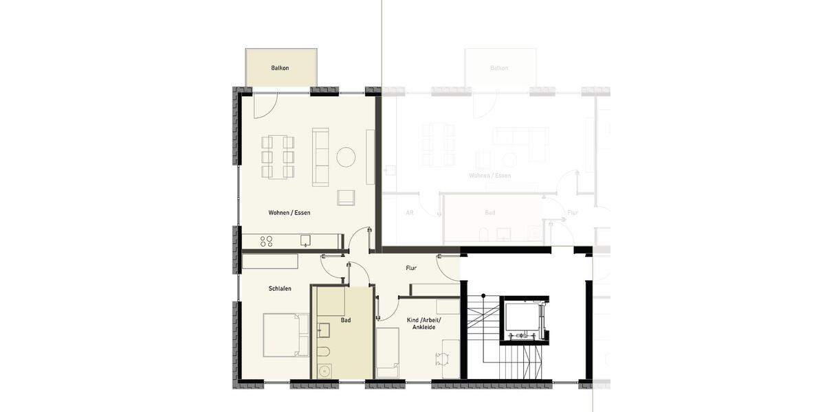 Etagenwohnung Osnabrück Hafen - 3 Zimmer, 85 m&sup2;, 1.144&euro; | Angebot:25047137