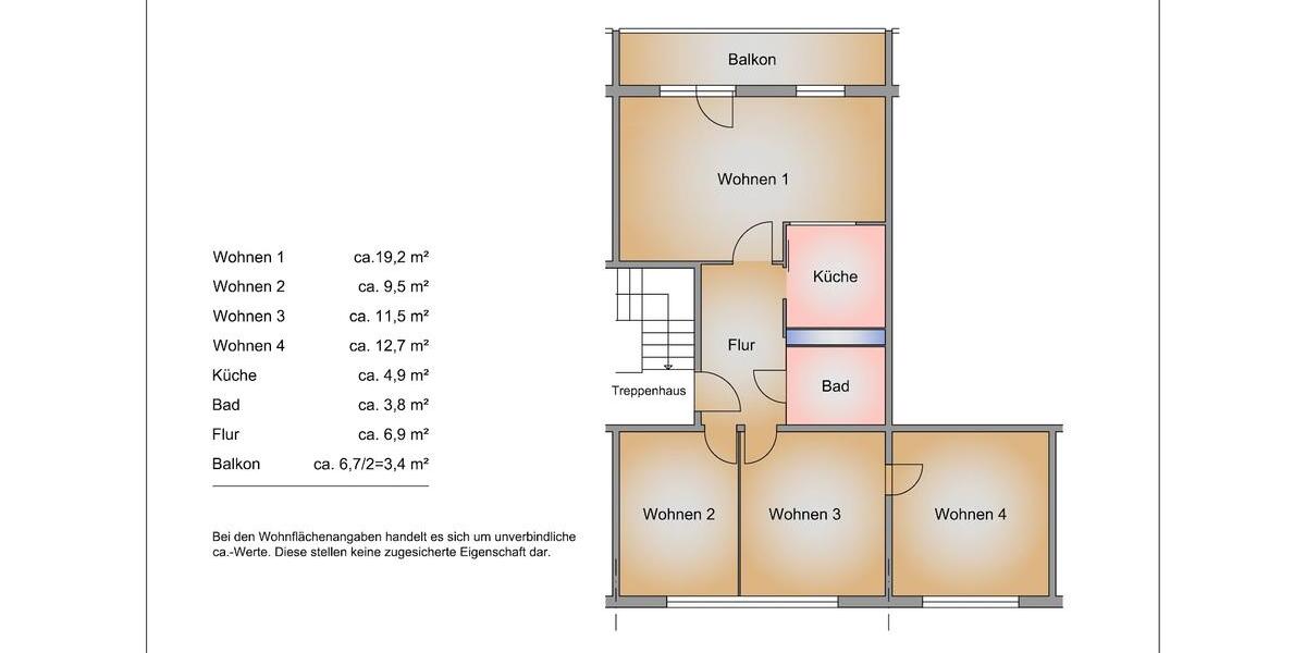 Etagenwohnung Frankfurt (Oder) Beresinchen - 4 Zimmer, 70 m&sup2;, 564&euro; | Angebot:24784218