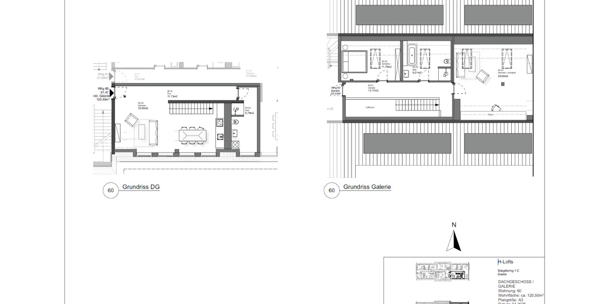 Dachgeschoßwohnung Goslar Jürgenohl - 3 Zimmer, 121 m&sup2;, 1.296&euro; | Angebot:24455964