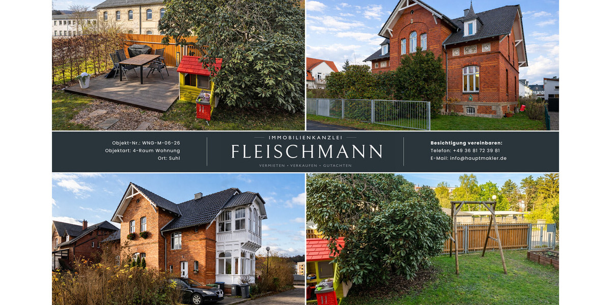 Familienfreundliche 4-Zimmer-Wohnung mit Altbaucharme, Garten & Homeoffice-Option - Erdgeschoßwohnung Suhl | Angebot:26748265