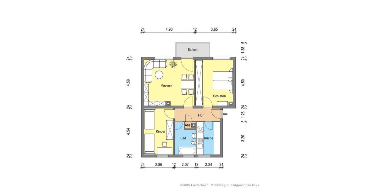 Erdgeschoßwohnung Liederbach am Taunus - 3 Zimmer, 72 m&sup2;, 1.100&euro; | Angebot:24819962