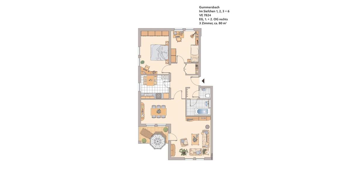 Erdgeschoßwohnung Gummersbach - 3.5 Zimmer, 80 m&sup2;, 473&euro; | Angebot:26459053