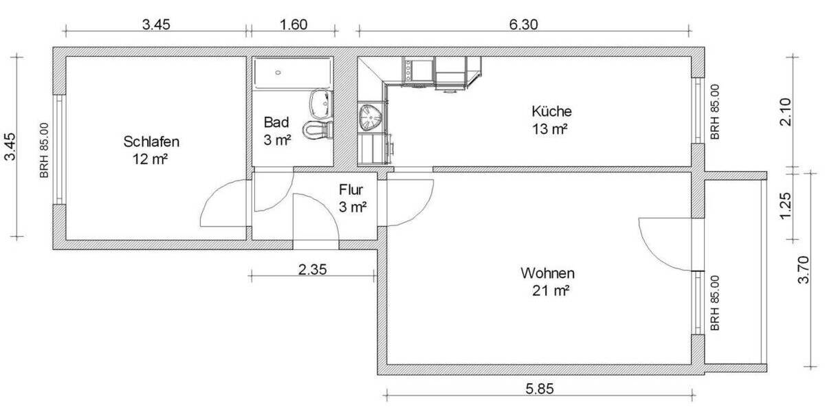 Etagenwohnung Zwickau Eckersbach - 2 Zimmer, 55 m&sup2;, 324&euro; | Angebot:26155442