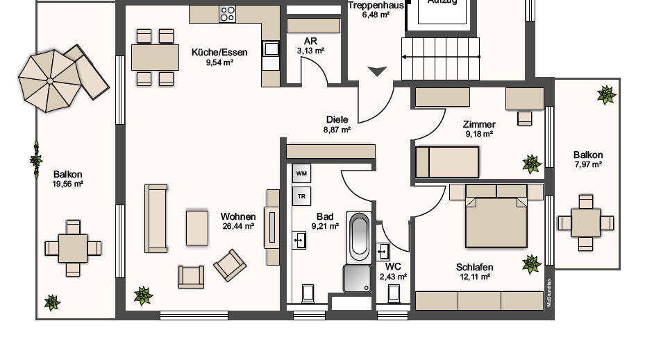 Etagenwohnung Aalen - 3 Zimmer, 94 m&sup2;, 1.430&euro; | Angebot:23971614