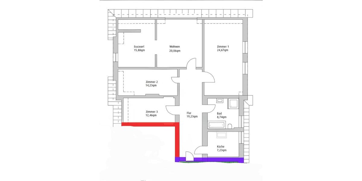 Helle 5 Zimmer DG Wohnung mit Dusche & Badewanne 5 zimmer