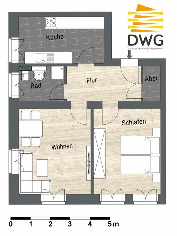 2-Raum-Wohnung mit Aufzug zimmer