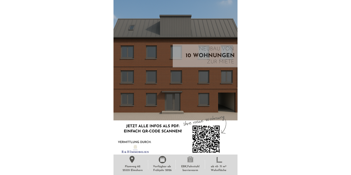 Wohnung zum Mieten in Elmshorn 990 € 71.11 m² 2 zimmer