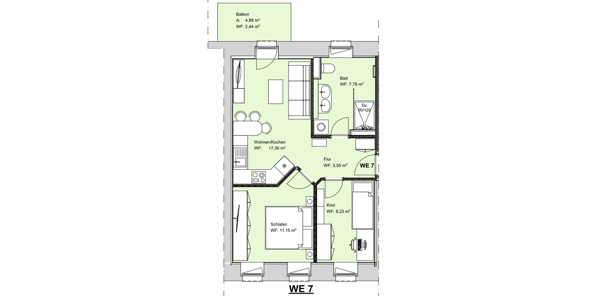 Etagenwohnung Grimma - 3 Zimmer, 51 m&sup2;, 625&euro; | Angebot:26351176