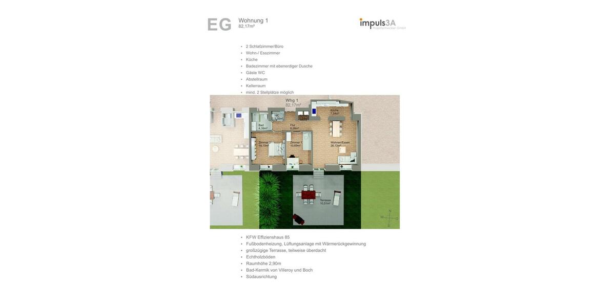 Erdgeschoßwohnung Soest - 2 Zimmer, 82 m&sup2;, 985&euro; | Angebot:25421990